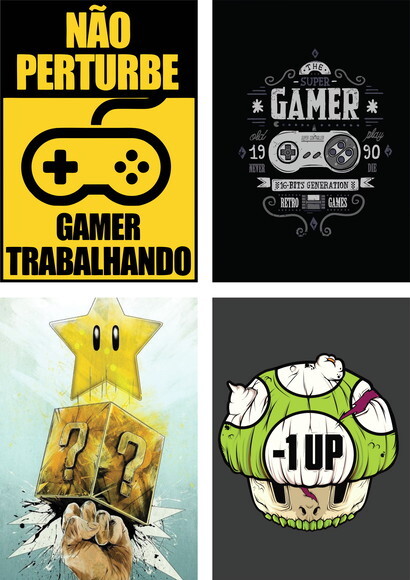 Kit 12 Placa Decorativa Gamer