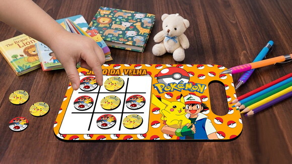 Lembrancinha Jogo da Velha e Lousa Pokemon