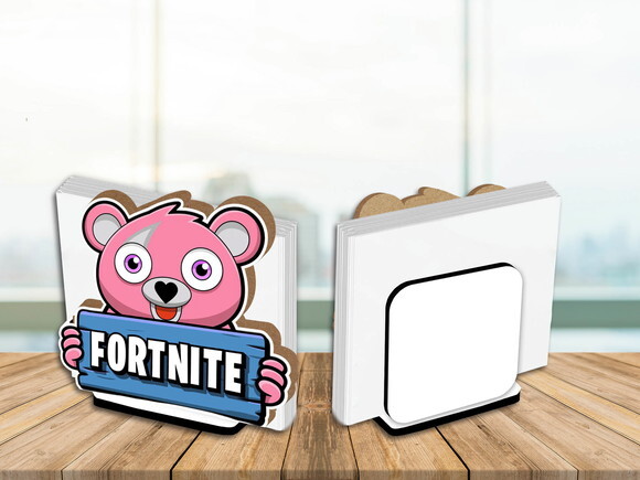 Porta Guardanapo Centro de Mesa Fortnite Urso Rosa