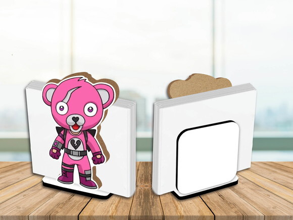 Porta Guardanapo Centro de Mesa Fortnite Urso Rosa
