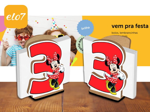Porta Guardanapo Minnie Numeral Kit 10 Unidades