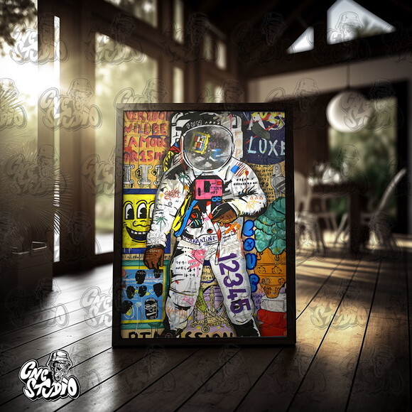 Quadro Pop Art Grafite Astronauta