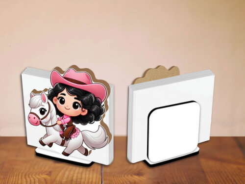 05 Porta Guardanapo Centro de Mesa Menina Cowboy