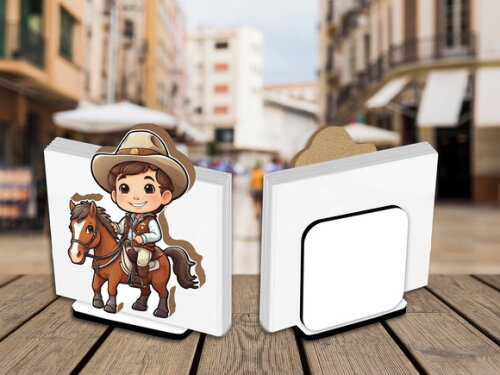 05 Porta Guardanapo Centro de Mesa Menino Cowboy