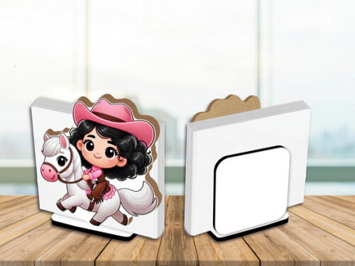 05 Porta Guardanapo Centro de Mesa Menina Cowboy