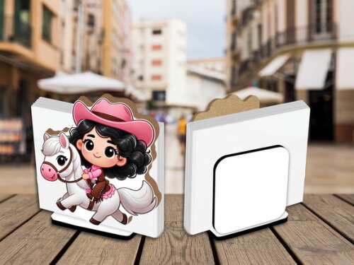 05 Porta Guardanapo Centro de Mesa Menina Cowboy