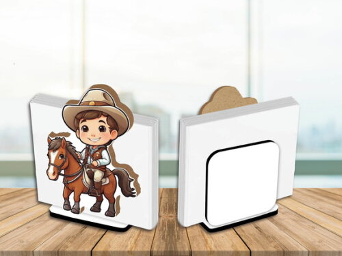 05 Porta Guardanapo Centro de Mesa Menino Cowboy