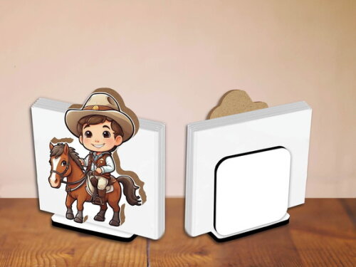 05 Porta Guardanapo Centro de Mesa Menino Cowboy