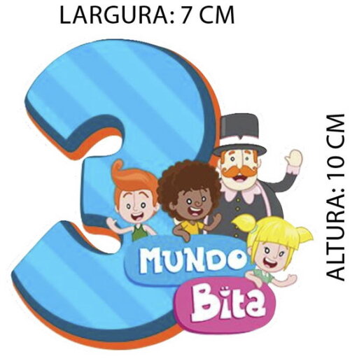 Adesivo Mundo Bita Numero 3 Kit 30 Unidades