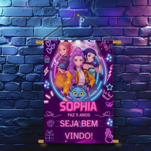 Banner Festa Infantil Guerreiras K Pop