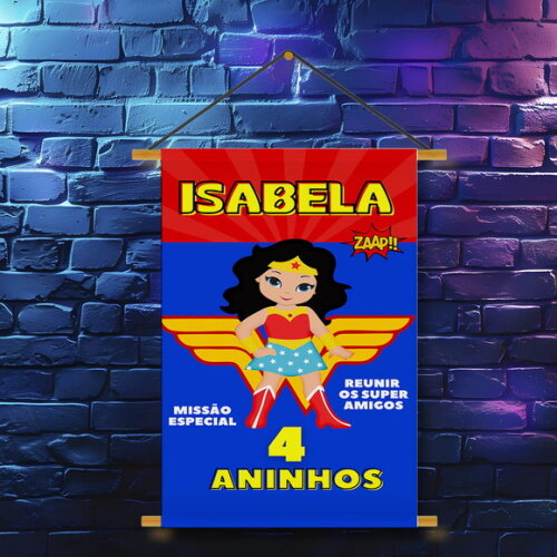 Banner Festa Infantil Mulher Maravilha