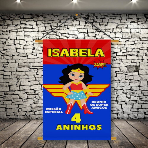 Banner Festa Infantil Mulher Maravilha