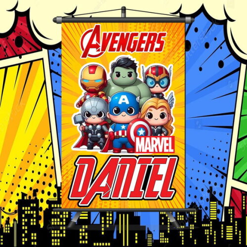 Banner Personalizado Avengers 50x80 cm