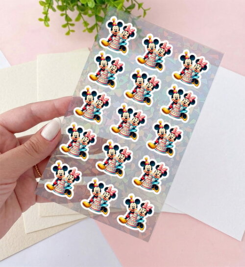 Cartela de Adesivos Minnie e Mickey Kit 30 Unidades