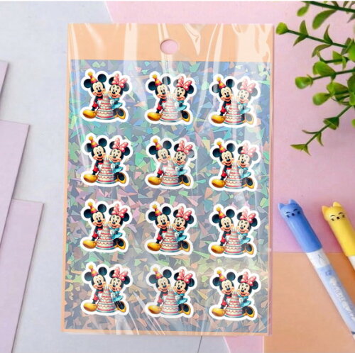 Cartela de Adesivos Minnie e Mickey Kit 30 Unidades