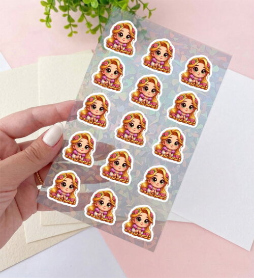 Cartela de Adesivos Rapunzel Kit 30 Unidades