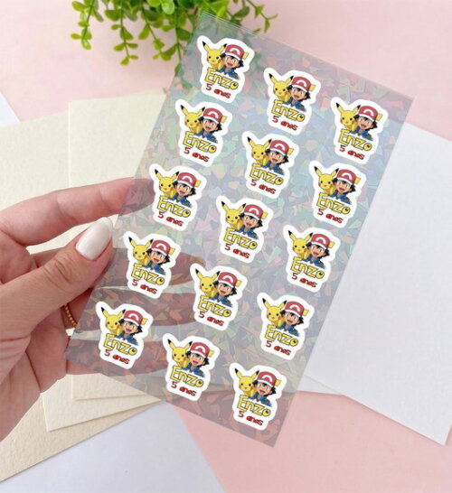 Cartela de Adesivos Pokemon Personalizado Kit 30 Unidades