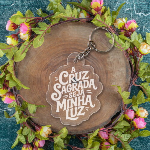 Chaveiro e Lembrancinha a Cruz Sagrada Seja Minha Luz