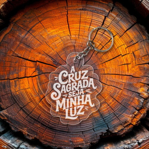 Chaveiro e Lembrancinha a Cruz Sagrada Seja Minha Luz