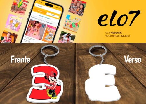 Chaveiro e Lembrancinha Minnie Numeral Kit 10 Unidades