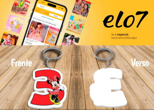 Chaveiro e Lembrancinha Minnie Numeral Kit 10 Unidades