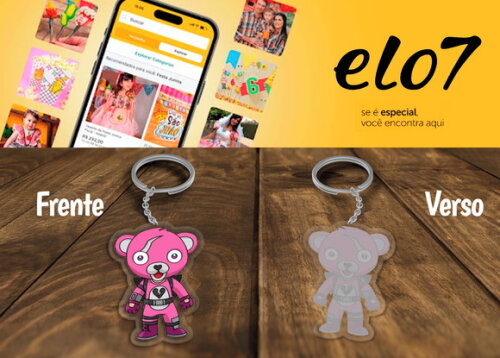 Chaveiro Lembrancinha Fortinite Urso Rosa