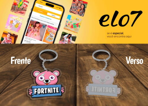 Chaveiro Lembrancinha Fortinite Urso Rosa