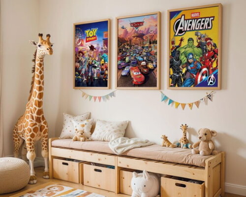 Conjunto de 03 Quadros Disney Carros, Toy Story e Vingadores