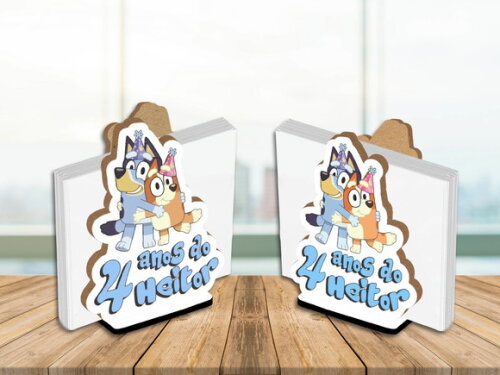 Enfeite de Mesa Porta Guardanapo Blue Bingo Personalizado