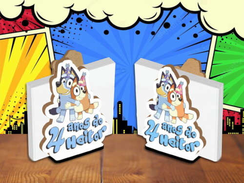 Enfeite de Mesa Porta Guardanapo Blue Bingo Personalizado