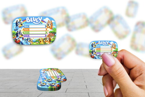 Etiqueta Escolar Bluey Bingo Kit 30 Unidades