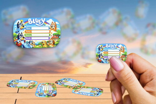 Etiqueta Escolar Bluey Bingo Kit 30 Unidades