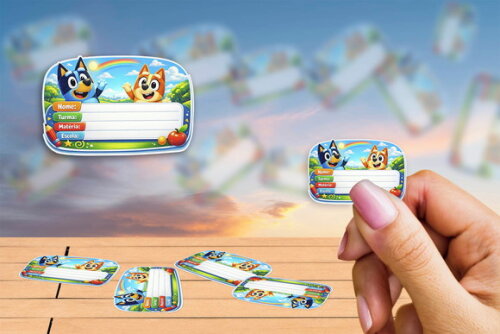 Etiqueta Escolar Bluey Bingo Kit 30 Unidades