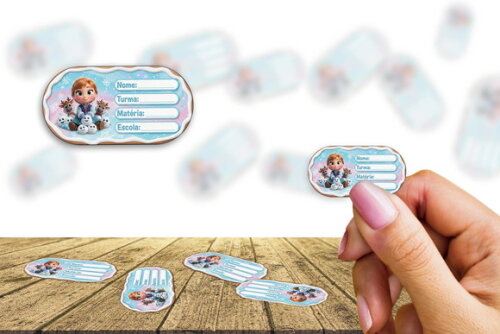 Etiqueta Escolar Frozen Kit 30 Unidades