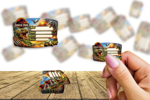 Etiqueta Escolar Jurassic Park Kit 30 Unidades