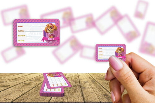Etiqueta Escolar Skye Patrulha Canina Kit 30 Unidades