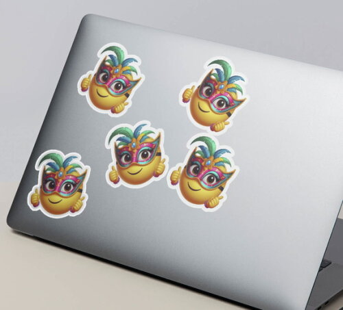 Kit 30 Adesivos Emoji Carnaval