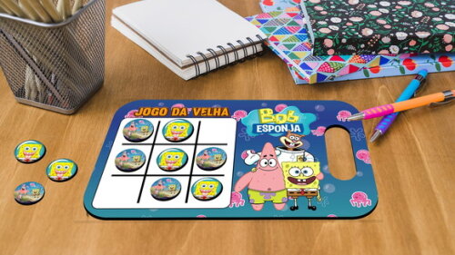 Lembrancinha Jogo da Velha e Lousa Bob Esponja