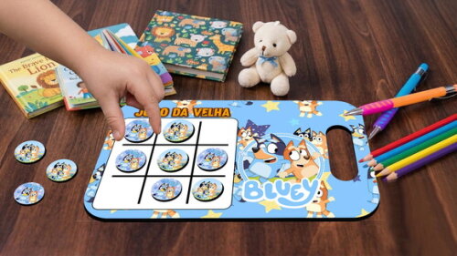 Lembrancinha Jogo da Velha e Lousa Bluey & Bingo