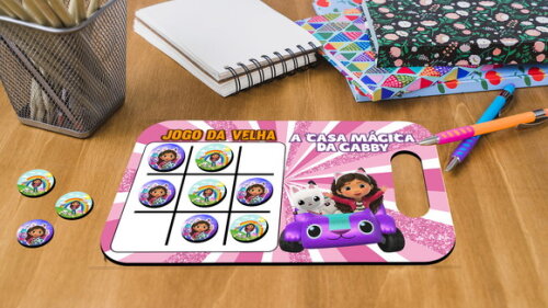 Lembrancinha Jogo da Velha e Lousa Casa Magica da Gaby