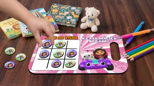 Lembrancinha Jogo da Velha e Lousa Casa Magica da Gaby
