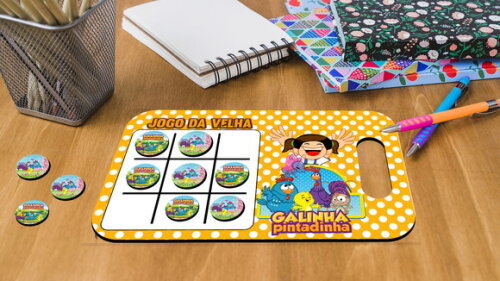 Lembrancinha Jogo da Velha e Lousa Galinha Pintadinha