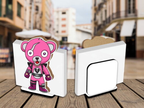 Porta Guardanapo Centro de Mesa Fortnite Urso Rosa