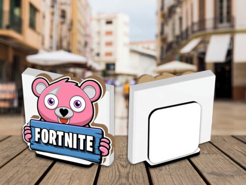 Porta Guardanapo Centro de Mesa Fortnite Urso Rosa