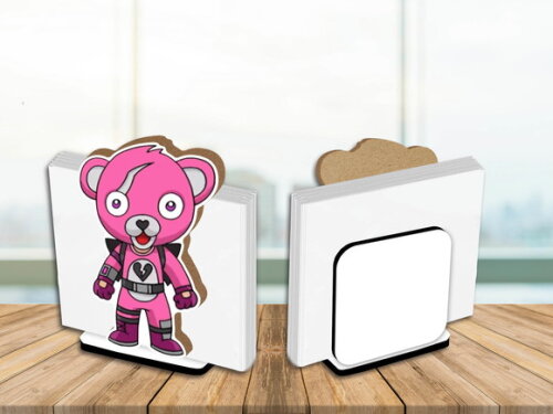 Porta Guardanapo Centro de Mesa Fortnite Urso Rosa