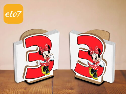 Porta Guardanapo Minnie Numeral Kit 10 Unidades