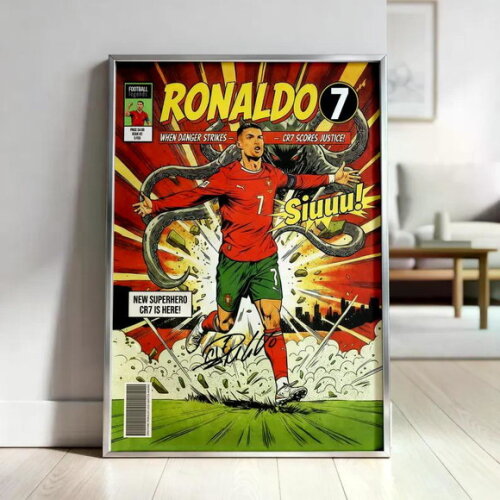 Quadros Futebol em Quadrinhos com Messi, Ronaldo Neymar