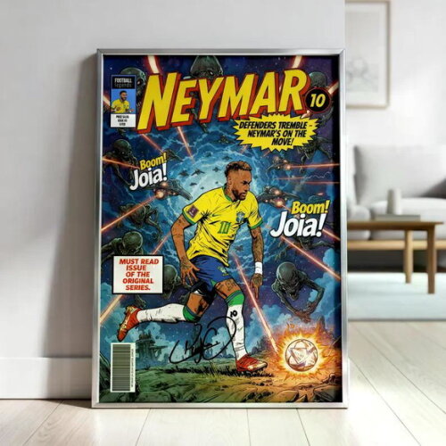 Quadros Futebol em Quadrinhos com Messi, Ronaldo Neymar