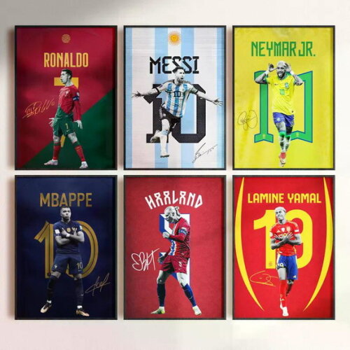Quadros Futebol Ronaldo Messi Neymar Mbappé Haaland Yamal
