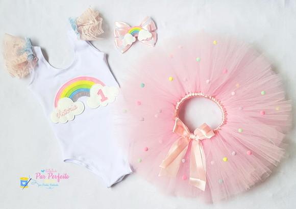 Fantasia Tutu Arco-íris Luxo